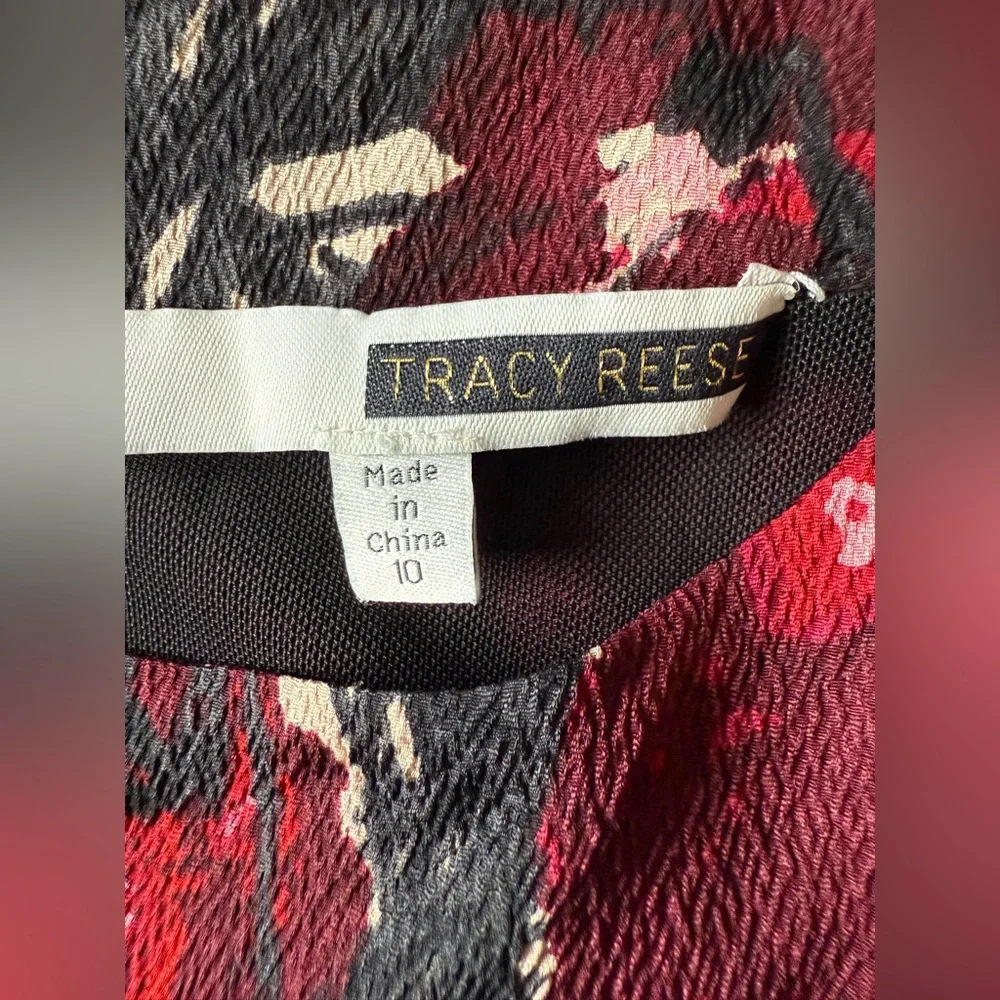 Tracy Reese Anthropologie Floral Paintbrush Watercolor Silk Crepe‎ Dress S 10